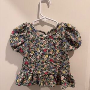 Old Navy Multi-Color Floral Puff Sleeve Peplum Top